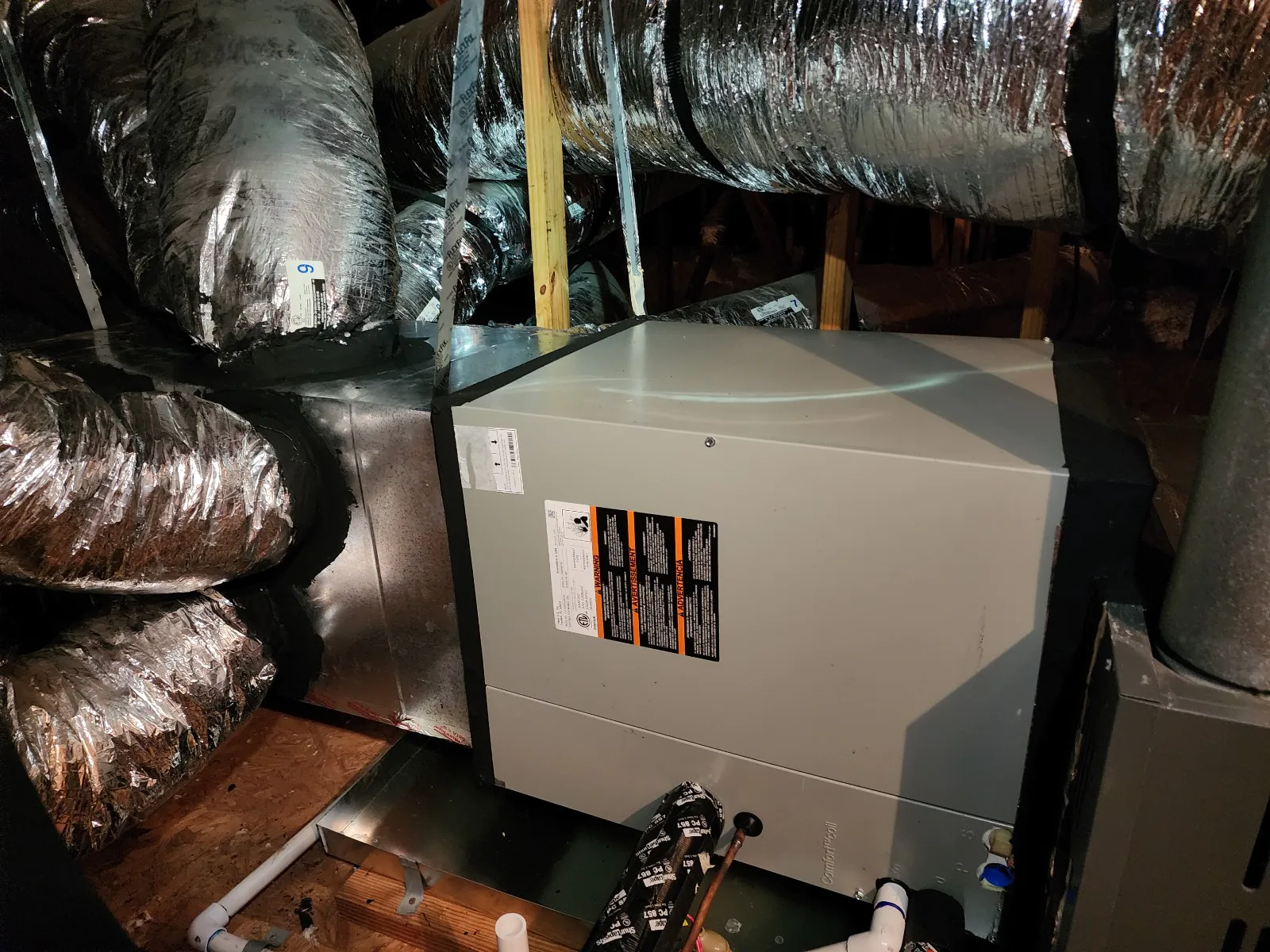 New evaporator and supply plenum with ductwork